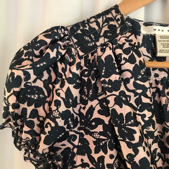 4 for $35 🍄 Navy & Pink Satin Max Studio Pace Print Dress - Picture 4 of 11